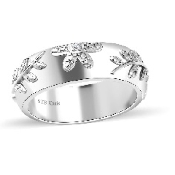 Karis Diamond Accent Leaf Band Ring in Platinum Bond (Size 9.0) - Picture 1 of 1